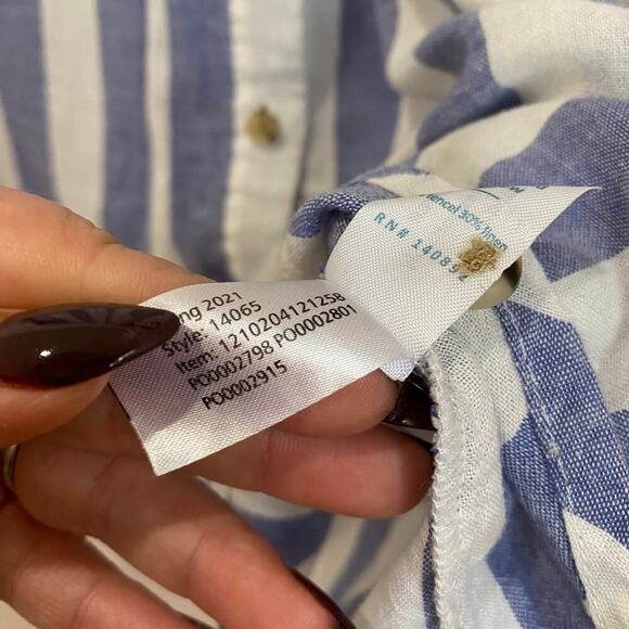 Marine Layer Dana Short Sleeve Button down in Blue & White Stripes Size XL 0074 - Picture 6 of 7
